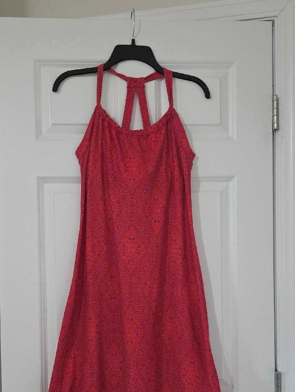 Prana Red and Purple Printed Halter Dress